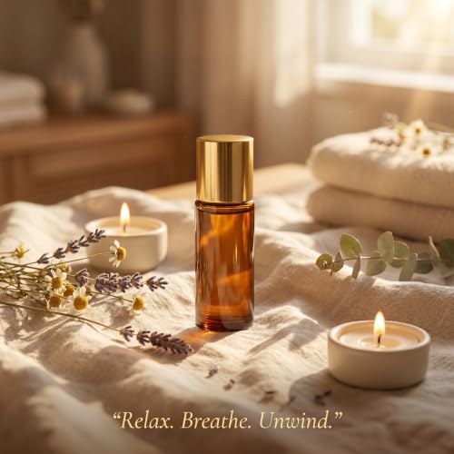 WAYDA Rose Quartz Essential Oil Roller Bottle - 50ml Amber Glass
