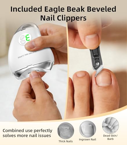 2-in-1 Electric Nail Clipper & Filer with LED Light, USB-C
