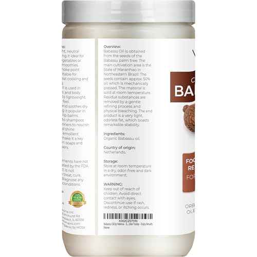 velona Babassu Oil USDA Certified Organic - 64 Fl Oz | 100% Pure and Natural Carrier Oil | Refined, Cold Pressed | Face, Hair, Body & Skin Care and Cooking | Use Today - Enjoy Results