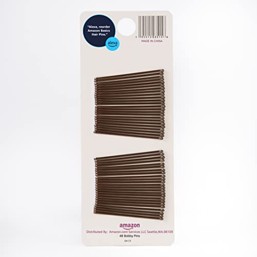 Brown Bobby Pins Pack of 48 - No Slip Hair Pins for All Hair Types