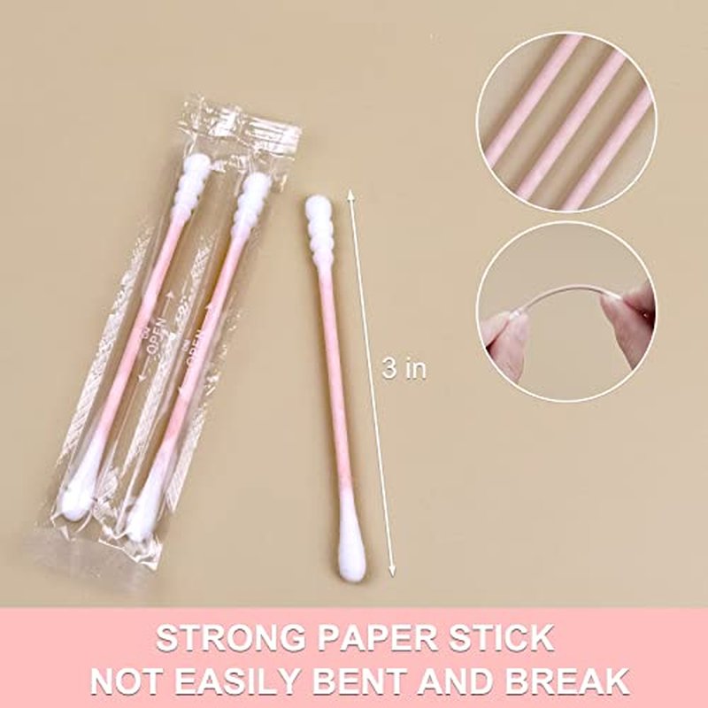 400 Pack Individually Wrapped Cotton Swabs, Spiral-Round Tips