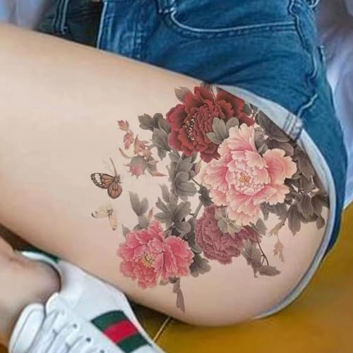 Red Rose Temporary Tattoos for Women - 4 Sheets Waterproof