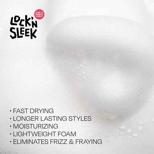 LOCK'N SLEEK Braid Foam for braiding, Twists and Locs, No Frizz with Shine, Fast Drying, Light Weight Mousse, 8 Oz