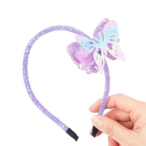 XIELIME Purple Glitter Butterfly Hairband for Girls, Women & Party Favors, 1PCS