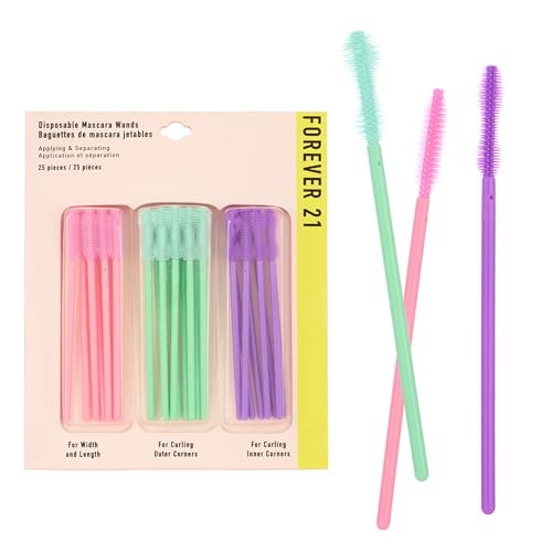 Mascara Wands - 25pc Lash Spoolies, Disposable Mascara Wands w/Multi-Shaped Wand Heads for Applying & Separating Lashes