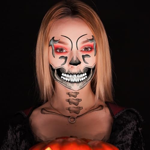 4-Pack Skull Face Halloween Temporary Tattoos