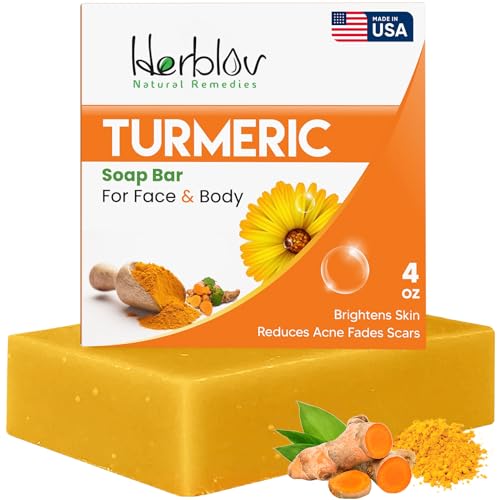 Turmeric Soap Bar for Face & Body ? Natural Turmeric Skin Soap Wash for Dark Spots, Intimate Areas, Underarms ? Brightening Face Cleanses Skin, Great for Acne, Scars