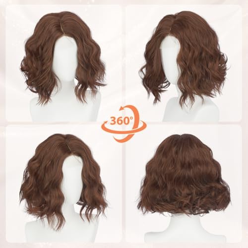Short Bob Wig with Lace Front, 11 Inch Reddish Brown