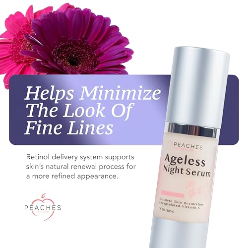 Peaches Skin Care Ageless Night Serum ? Encapsulated Vitamin A ? Retinol Serum for Face for Firm, Smooth, Balanced-Looking Skin ? 1 oz