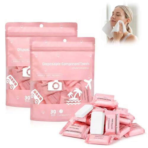 60PCS Compressed Towels, Portable Reusable Face Towels for Travel & Outdoor