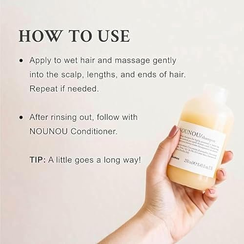 Davines NOUNOU Shampoo, Hydrating Deep Shampoo for Bleached, Permed, Relaxed, Damaged Hair Or Very Dry Hair, Replenishes Chemically Processed Hair