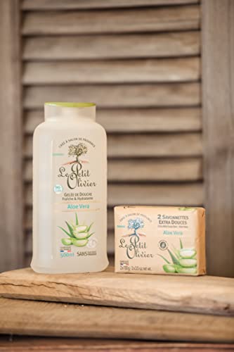 Le Petit Olivier Extra Mild Soap Bars - Aloe Vera - Gently Cleanses Skin - Delicately Perfumed - Vegetable Origin-Based - 2 Pc