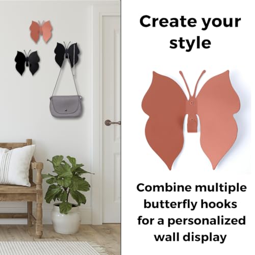 Butterfly 3D Wall Hooks for Bedroom. Wall-Mounted Butterfly Design, add a Playful Touch While stylishly Holding Coats, Backpacks, Purses, Jewelry, and Towels