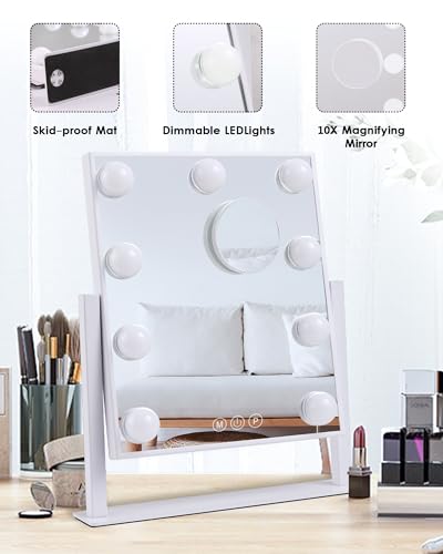 Lighted Makeup Mirror 9 LED Bulbs Touch Control 360°