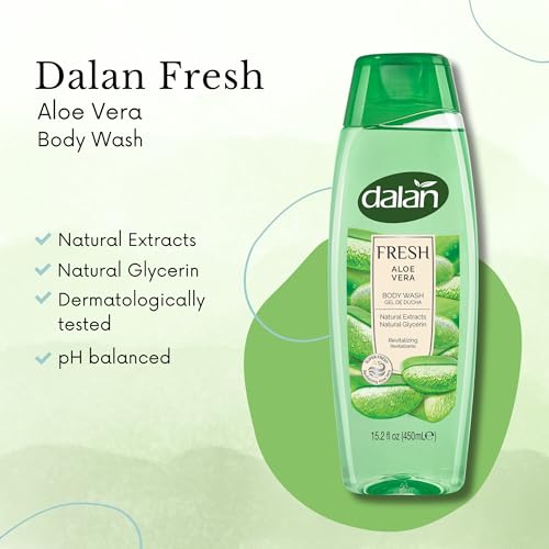 Dalan Natural Extracts Body Wash, with Fresh Pink Grapefruit & Aloe Vera & Sea Minerals, 15.2 fl oz (1 Pack, Aloe Vera)