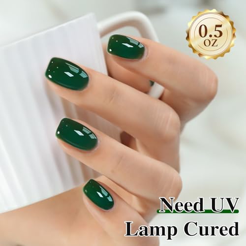 Double Rhythm Deep Green 15ML Sheer Gel Polish - Same Color, Soak Off, Salon DIY