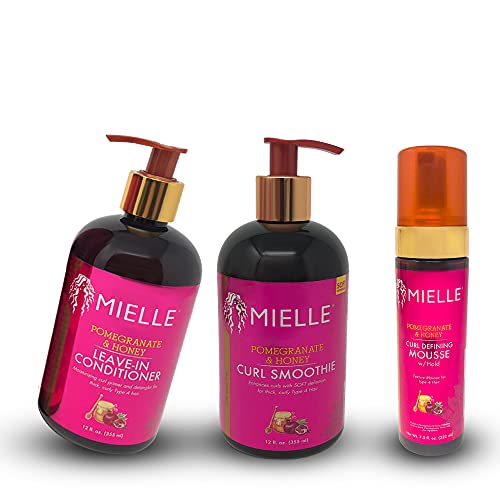 Mielle Pomegranate & Honey Leave-In Conditioner & Curl Smoothie Set for Curly Hair
