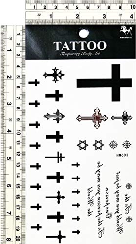Cross Temporary Tattoo Stickers - 3D Waterproof Body Art (3 Sheets)