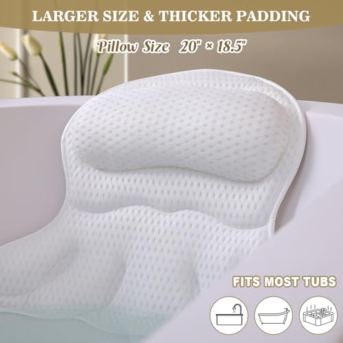 Ergonomic Bath Pillow with 4D Air Mesh & Suction Cups