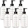 Youngever 6 Pack Plastic Pump Bottles, Clear Refillable Plastic Pump Bottles with Measurement and Travel Lock (12 Ounce)