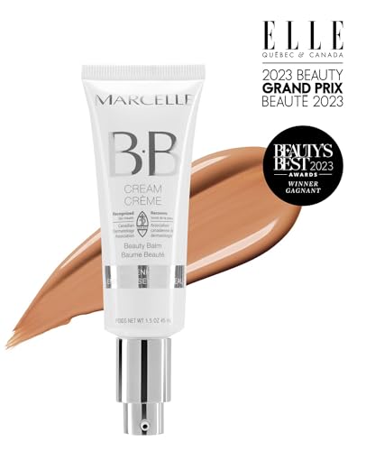 Marcelle BB Cream Beauty Balm, Medium-Dark Tint, Lightweight Hydration, Hypoallergenic, 45 mL