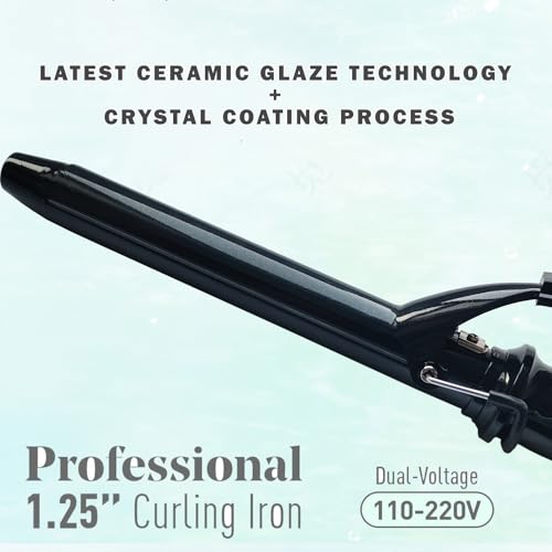 1.25 Inch Curling Iron with Ceramic Barrel - Instant Heat to 450°F