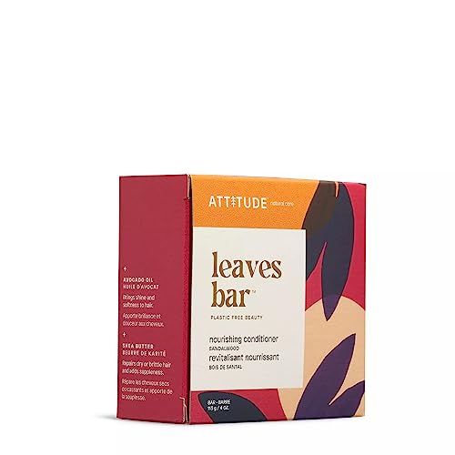 ATTITUDE Hair Conditioner Bar, Plant- and Mineral-Based Plastic-free Beauty Care, Vegan and Cruelty-free, Nourishing, Sandalwood, 4 Oz (Pack of 2)