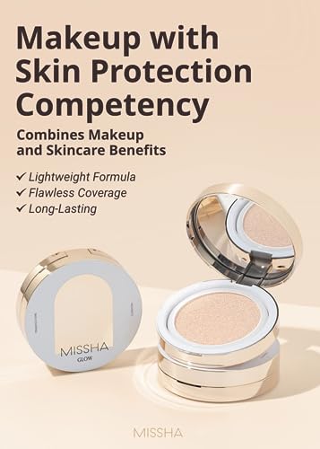 MISSHA Glow Cushion No.13 Light Beige for Fair Skin Radiant & Moisturizing Skin with Buildable Coverage