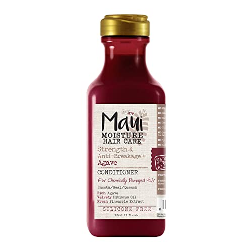 Maui Moisture Strength AntiBreakage + Moisturizing Agave Conditioner for Color Treated or Chemically Damaged Hair Vegan Silicone ParabenFree SulfateFree Surfactants, hibiscus, 13 Fl Oz