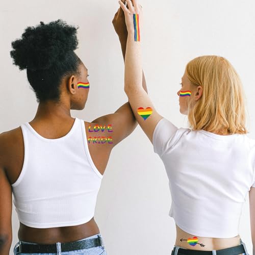 40 Sheets Rainbow Pride Temporary Tattoos with Butterflies & Flags