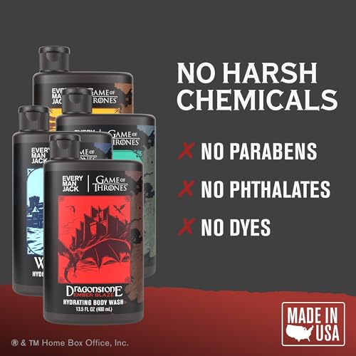 Every Man Jack Game of Thrones Collector's Edition Body Wash Gift Set - Includes 4 Body Washes with Clean Ingredients & Westeros Inspired Scents