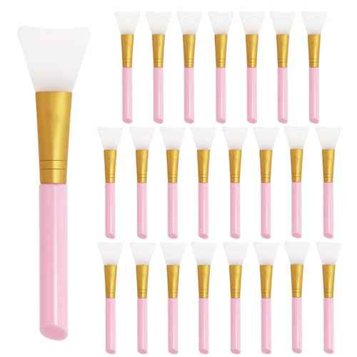 Mini Skater 24 Pcs Soft Silicone Face Mask Brush for Facial Mud Clay Charcoal Mixed Masks Hairless Moisturizers Body Lotion & Butter Applicator Skincare Beauty Tools, (Pink)