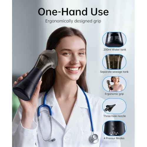 Ear Wax Removal with One-Piece Waste Tank, Ear Cleaner with Smart Temperature Sensor, Safe Silicone Edge, IPX7 & 6 Tips & 4 Modes, Christmas for Gifts for Dad Mom, Gifts for Men Women£¨Blue£©