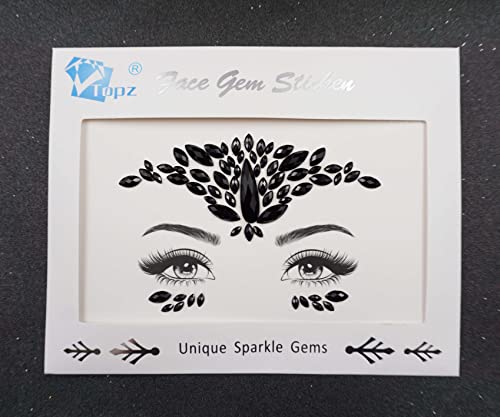 Black Face Jewels Sticker - Self Adhesive Crystal Gems