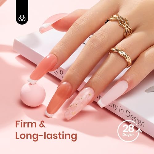 Beetles Poly Nail Gel Extension Kit with Mini LED Lamp - 6 Nude Colors