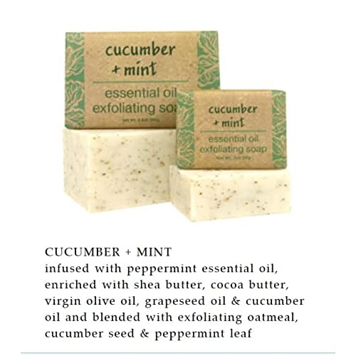 Greenwich Bay Trading Co, Essential Oil Cucumber and Mint Exfoliating Bath Bar Soap, Set of 2, 8.6 Ounces Each