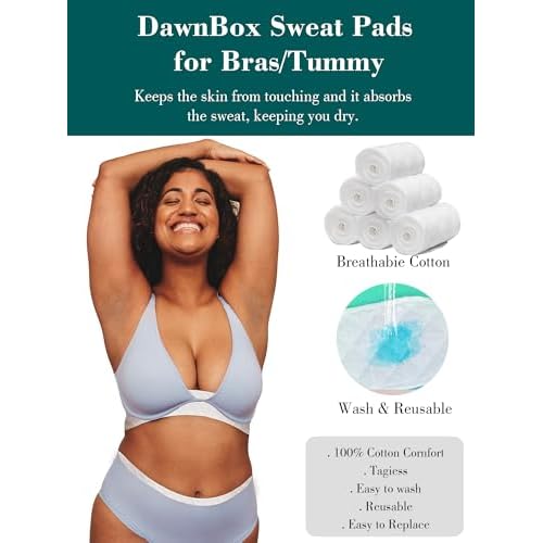 DawnBox 20Pcs Bra Sweat Liners/Tummy Liners for Sweat Rash,Bra Liners to Absorb Sweat Under Breasts for Women & Men