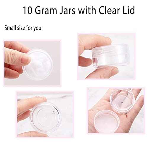 100 Pieces 10 Gram Sample Containers with Lids, 10ML Sample Jars, BPA Free Tiny Cosmetic Containers for Makeup, Lotion, Eye Shadow, Powder, and Lip Balms