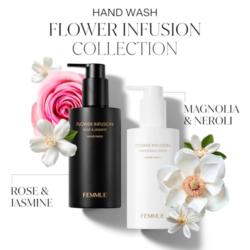 FEMMUE Flower Infusion Hand Wash - Rose & Jasmine (7.76 fl oz) | Gentle Liquid Cleanser | Hydrating & Nourishing For Soft Skin | Korean Beauty Skincare
