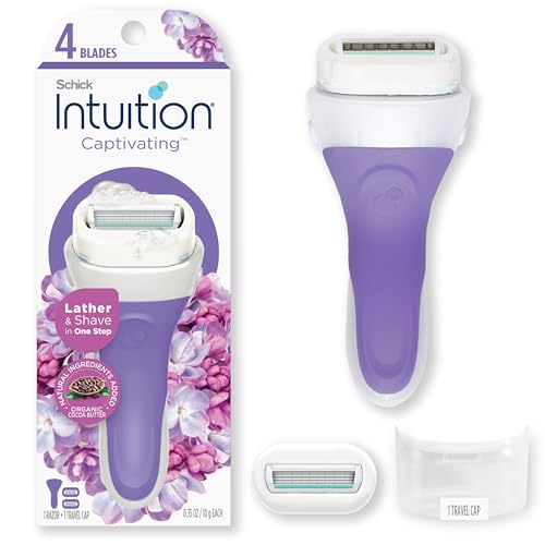 Women's Shaving Razor Kit with Moisturizing Cocoa Butter - 4 Blades, Pivoting Head