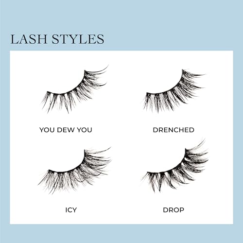 KISS Lash Drip False Eyelashes, Spiky X Boosted Volume, Unique Wet Look Hydrated Effect, Multi-Length Rewearable Fake Eyelashes, Wispy Crisscross Lash Pattern, Style ¡®Icy¡¯, 1 Pair (Pack of 2)