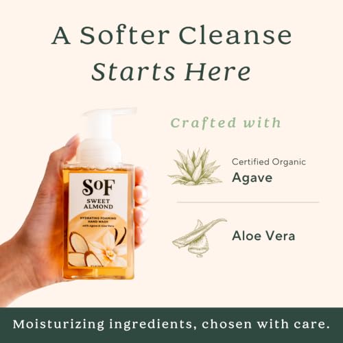 SoF Sweet Almond Foaming Hand Wash 8oz Pack of 3 - Hydrating, Vegan, Coconut & Agave Nectar