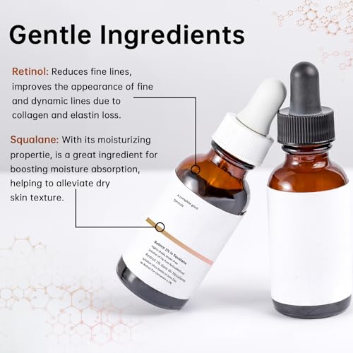 Retinol 1% in Squalane Serum For Face, 30ML Moisturizing Retinol Face Serum For Fine Lines & Acne, Retinol Serum For Dry Skin.