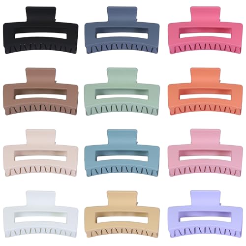 12 Piece Medium Hair Clips 3.5 Inch Square Claw Clips
