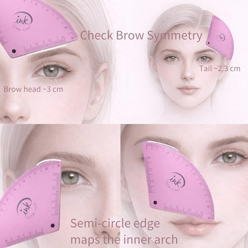 Ink Permanent Brow Mapping Kit with Ink Roller & Ruler