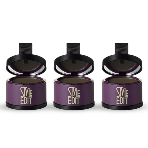 Style Edit Root Touch Up Powder - Temporary Gray & Hair Concealer, Black, 3 Pack