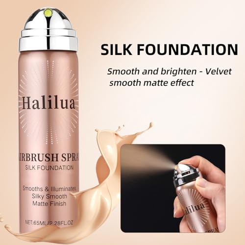 Airbrush Foundation Spray with Brush - Full Coverage Matte Finish