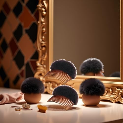 2-Piece Brown Hair Styling Foam Pads with Clips