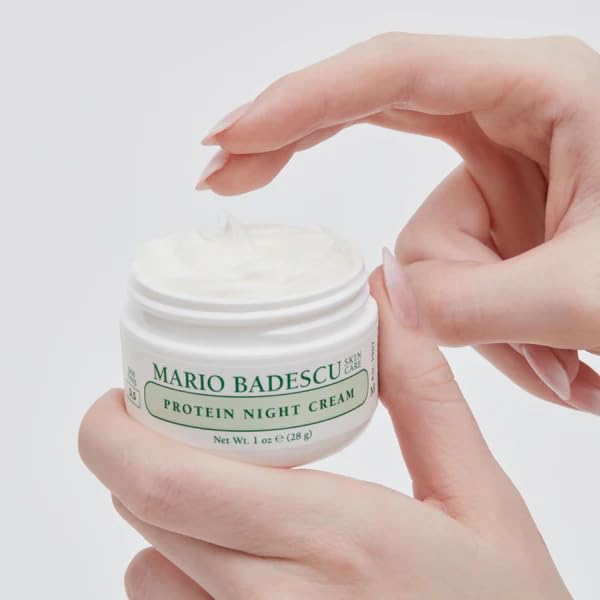 Mario Badescu Protein Night Cream for Dry and Sensitive Skin | Anti-Aging Night Cream Formulated with Peptides & Collagen| 1 OZ