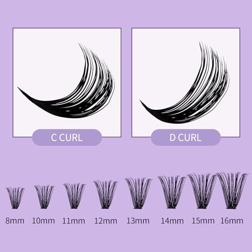 WENDY Lashes Clusters D Curl Lash Clusters 40D DIY Eyelash Clusters 8-16mm Cluster Eyelash Extensions Black Cluster Lashes Wispy Soft Individual Lashes Reusable At Home(40D-D,8-16mm Mixed)